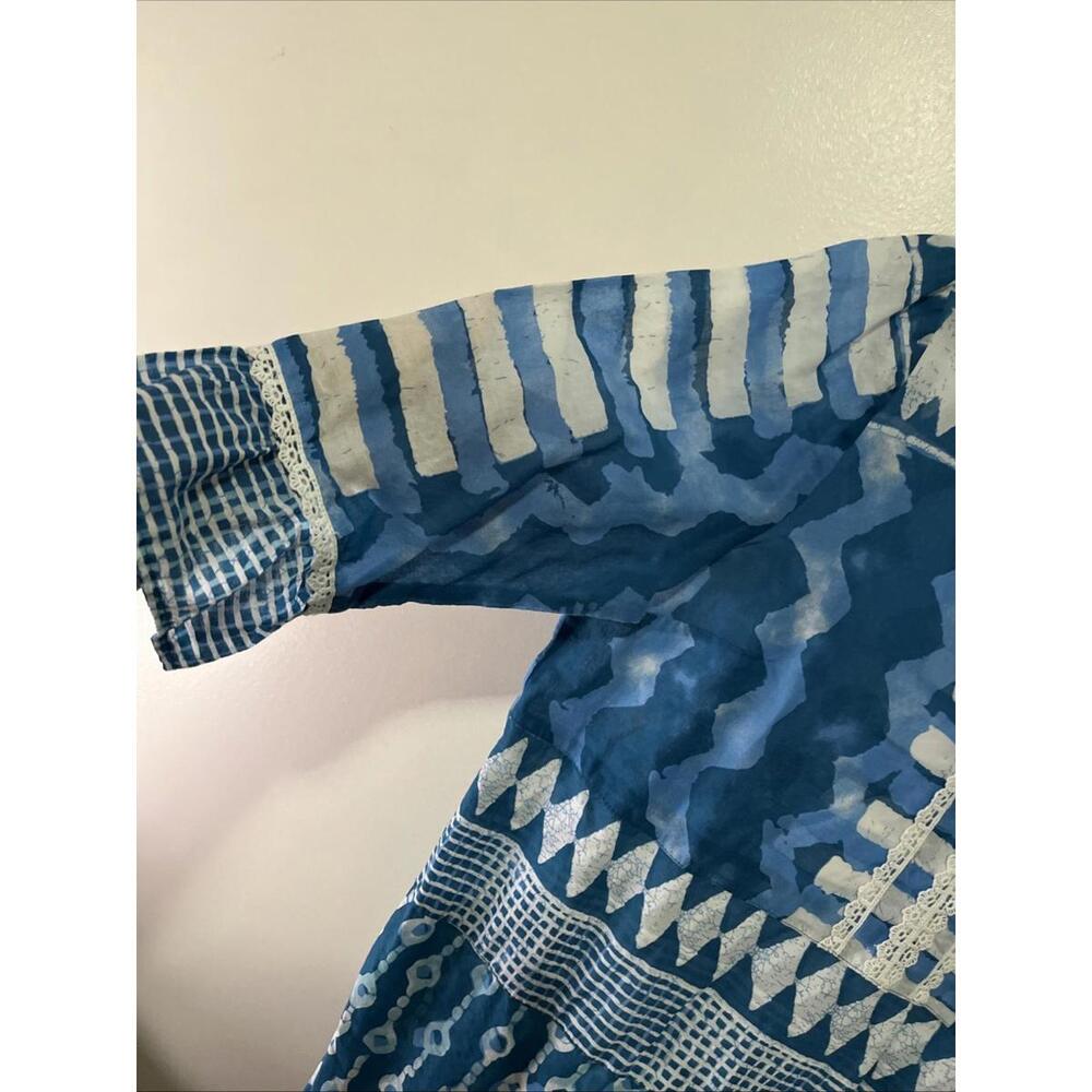 Soft Surroundings Blue And White Tunic 100% Cotton Summer Boho Size PL - Picture 5 of 8